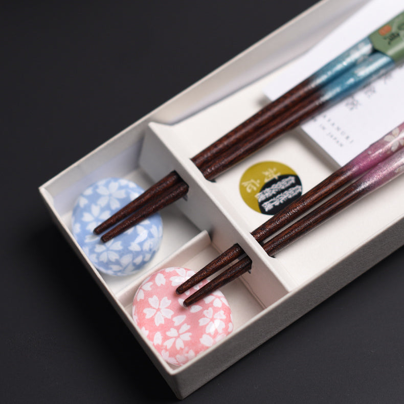 Japanese Handcrafted Sakura Wooden Chopsticks Wedding Gift Set