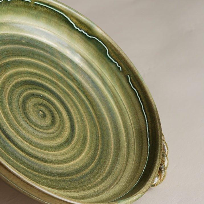 Japanese Handcrafted Curved Ceramic Swirl Plate