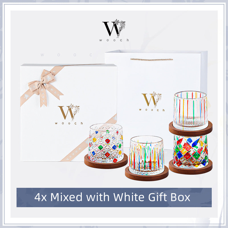 Rotating Multi Color Stained Whisky Glass With Gift Box