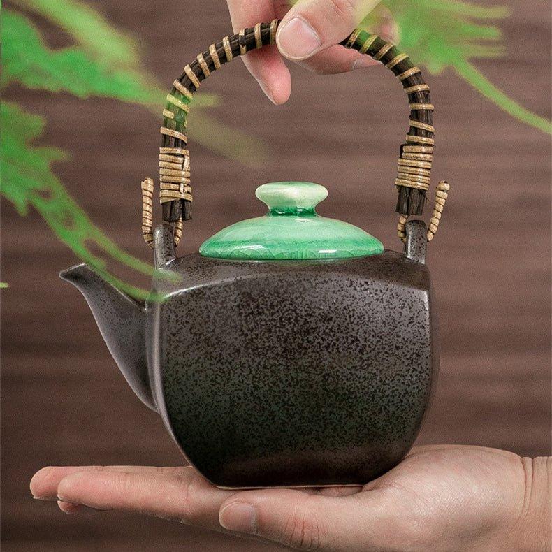 Japanese Mino Ware Handcrafted Ceramic Jade Tea Gift Set