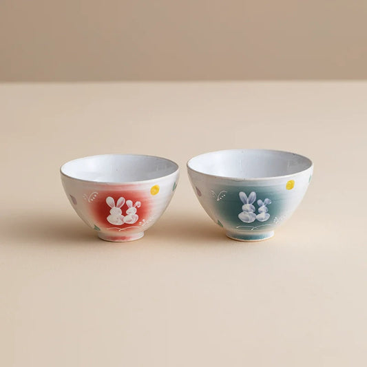 Mino Ware Tsukiyo Usagi Couple's Bowl Set of Two
