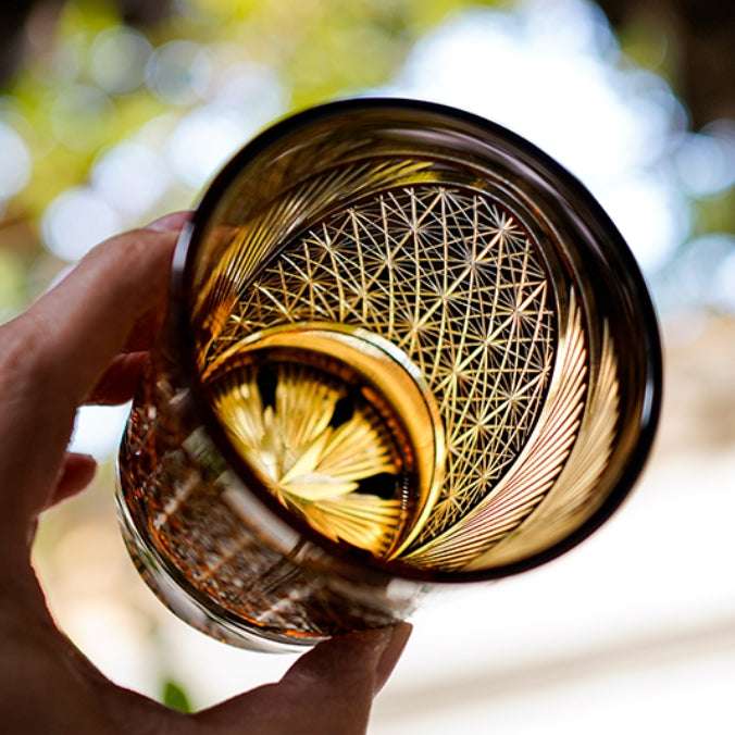 Edo Kiriko Crane Feather Hand-Cut Whisky Glass