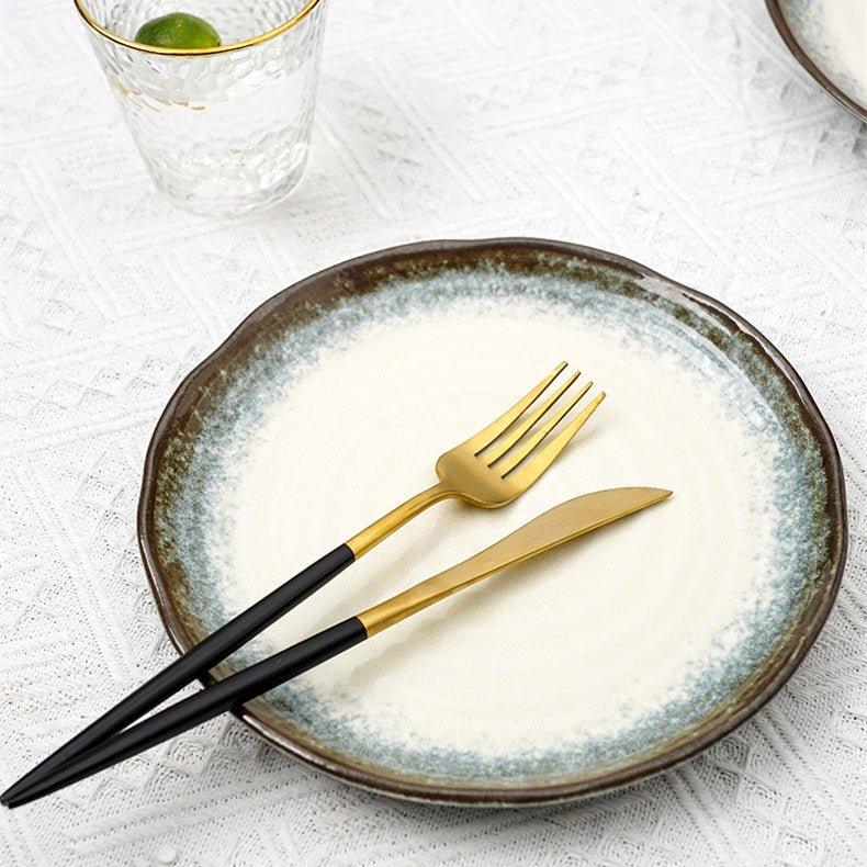 Japanese Mino Ware Handcrafted Kiln-Altered Ceramic Plates
