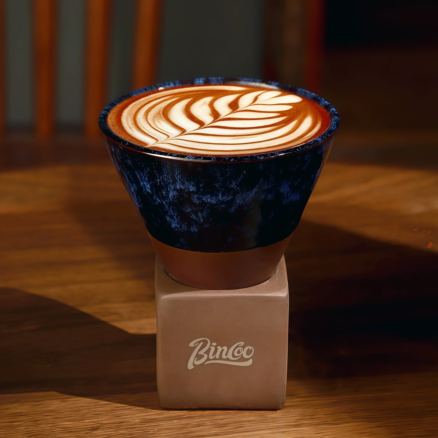 Handcrafted Glaze Cone Ceramic Coffee Cup with Stand