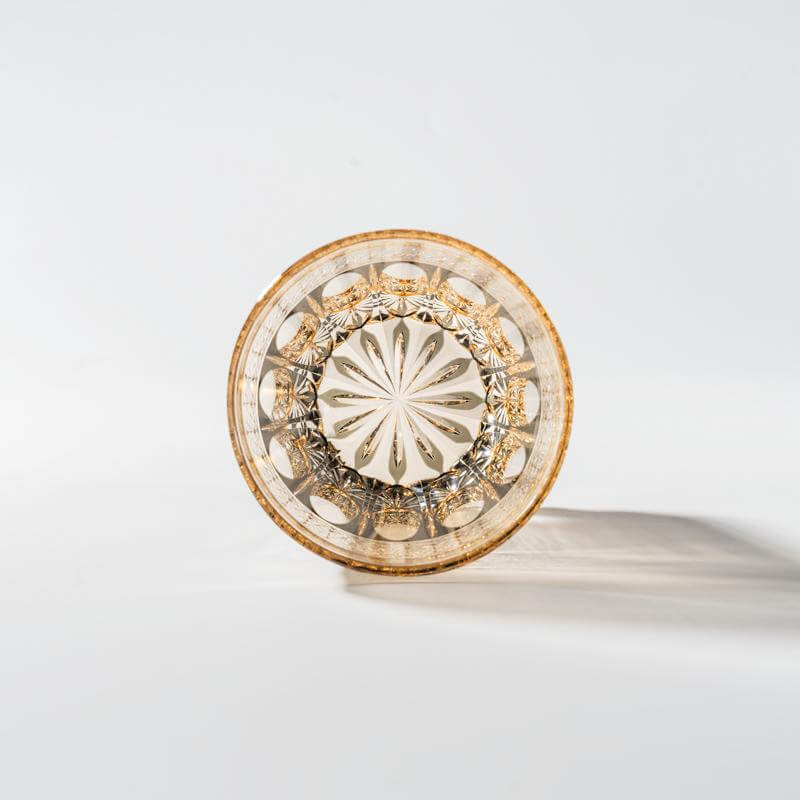 Edo Kiriko Amber Sakura Hand-Cut Whisky Glass