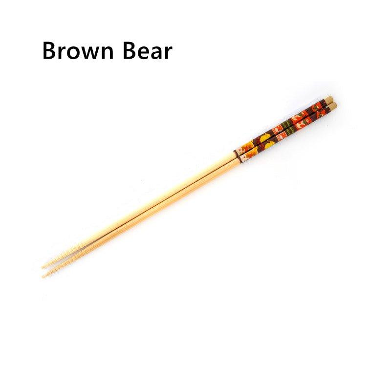Japanese Bamboo Cartoon Themed Extended Chopsticks Dual Set
