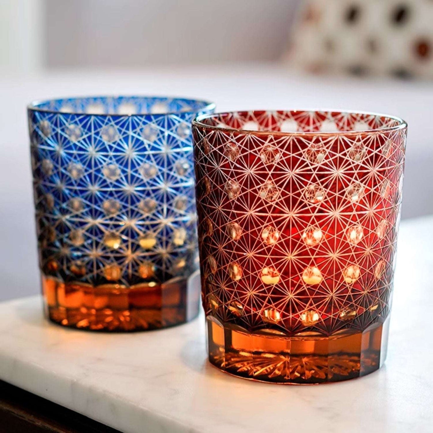 Edo Kiriko Star Chrysanthemum Hand-Cut Whisky Glass