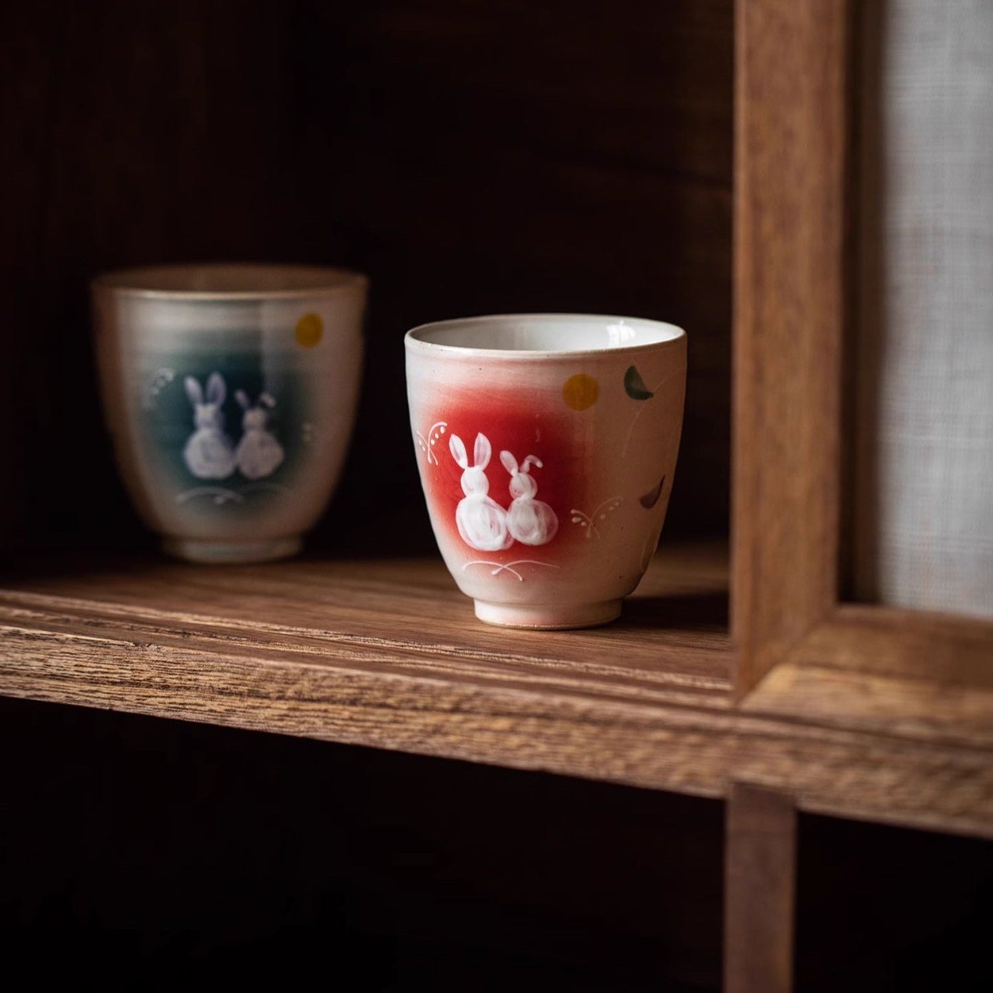 Mino Ware Tsukiyo Usagi Couple's Tea Cup Set