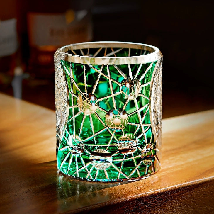 Edo Kiriko Handcrafted Night Jewel Whisky Glass With Wooden Box