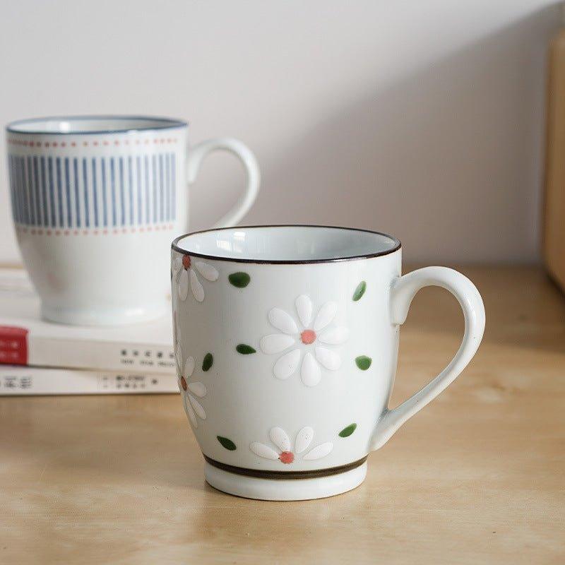 Japanese Nature Themed Ceramic Glazed Hand-Painted Tea Cups
