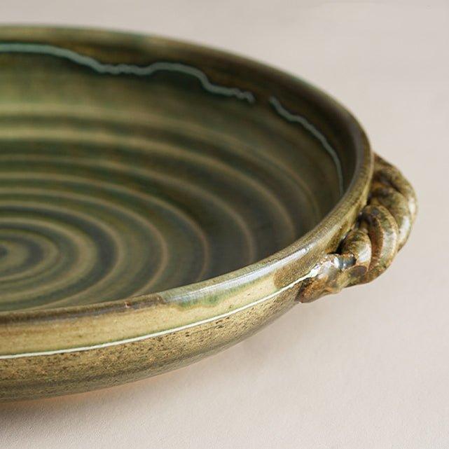 Japanese Handcrafted Curved Ceramic Swirl Plate
