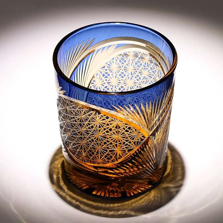 Edo Kiriko Crane Feather Hand-Cut Whisky Glass