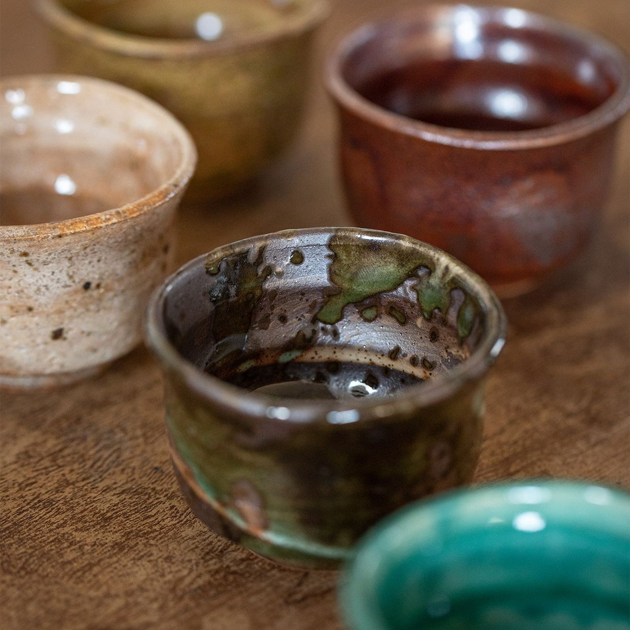 Touji Mino Ware Natural Wave Tea Cup Set of Five