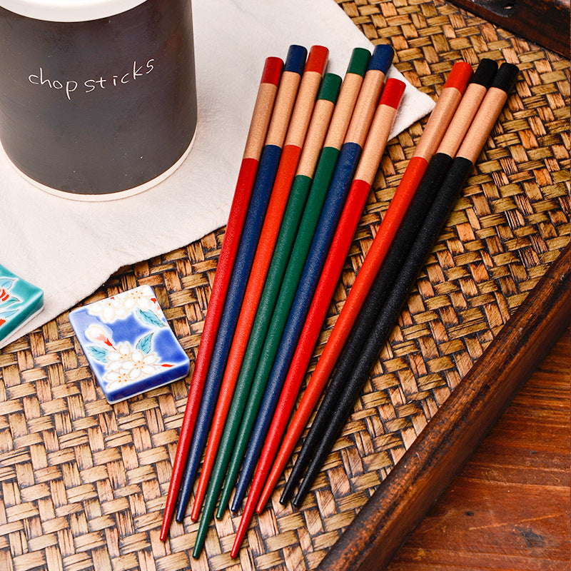 Japanese Rainbow Handcrafted Wooden Chopsticks Set of 5