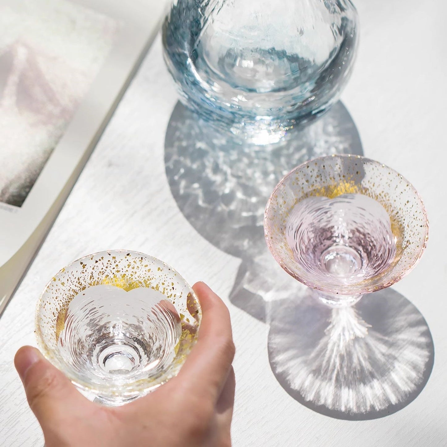 Toyo-Sasaki Handcrafted Kinka & Sakura Fuji Glass Set