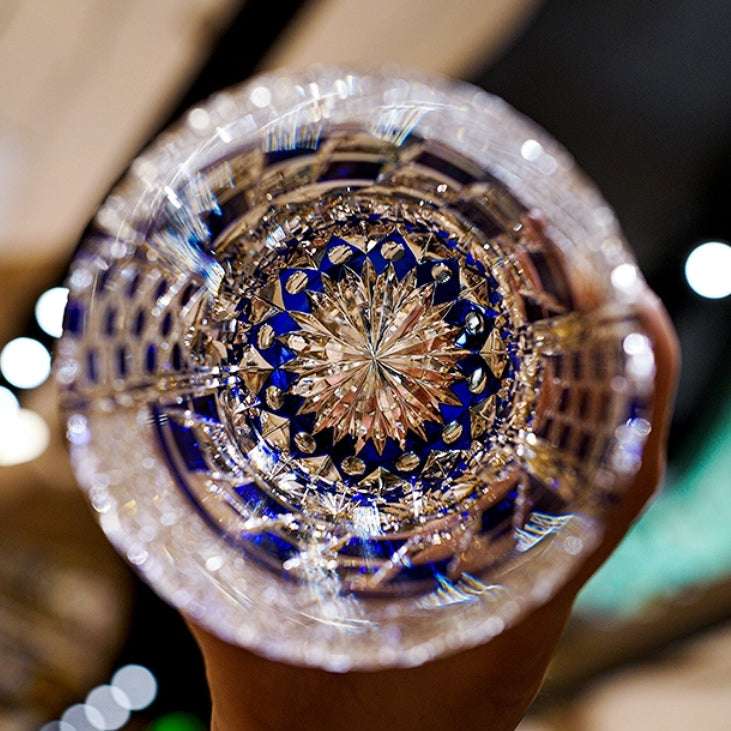 Edo Kiriko Sapphire Motif Hand-Cut Whisky Glass