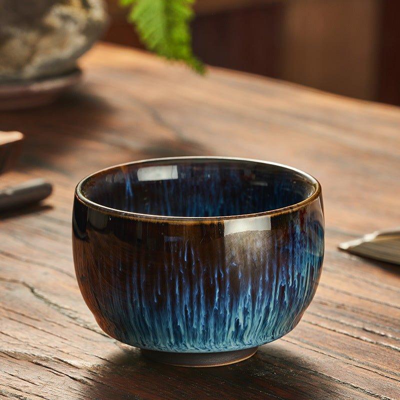 Japanese Gloss Glazed Blue Ceramic Tea Cups