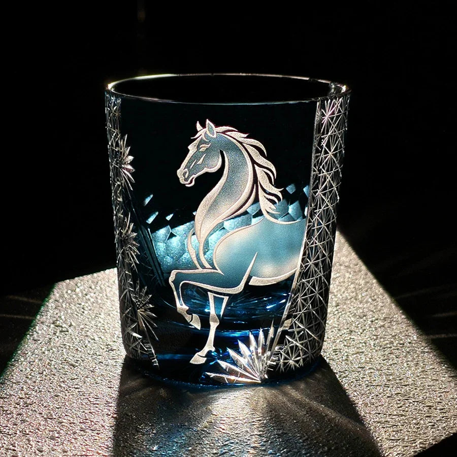 Edo Kiriko Meiba (Noble Horse) Hand-Cut Whisky Glass