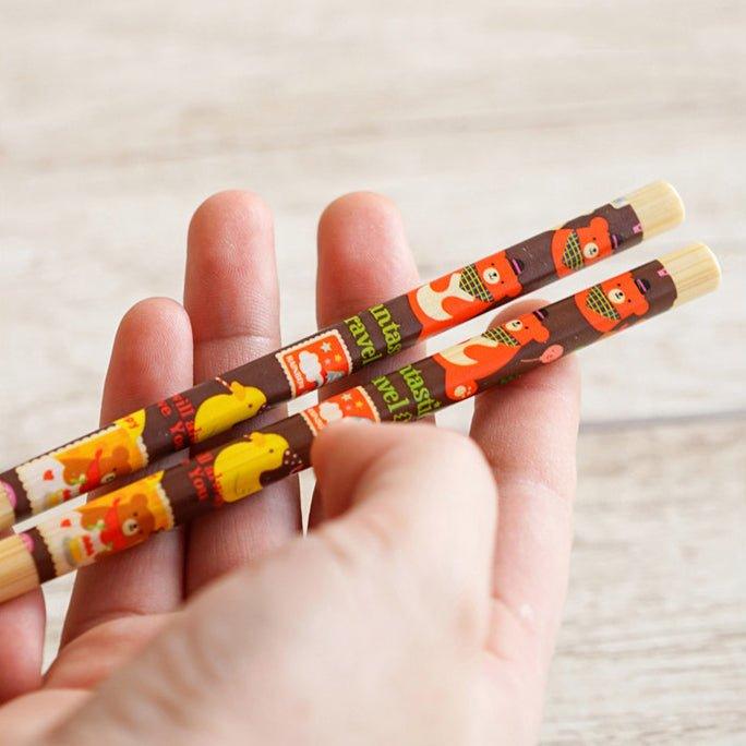 Japanese Bamboo Cartoon Themed Extended Chopsticks Dual Set