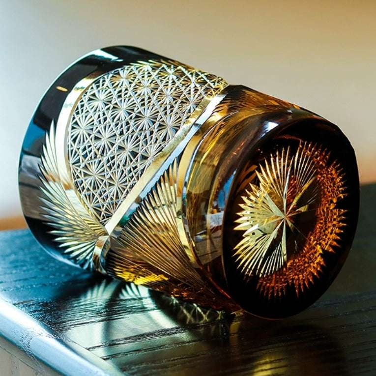 Edo Kiriko Crane Feather Hand-Cut Whisky Glass