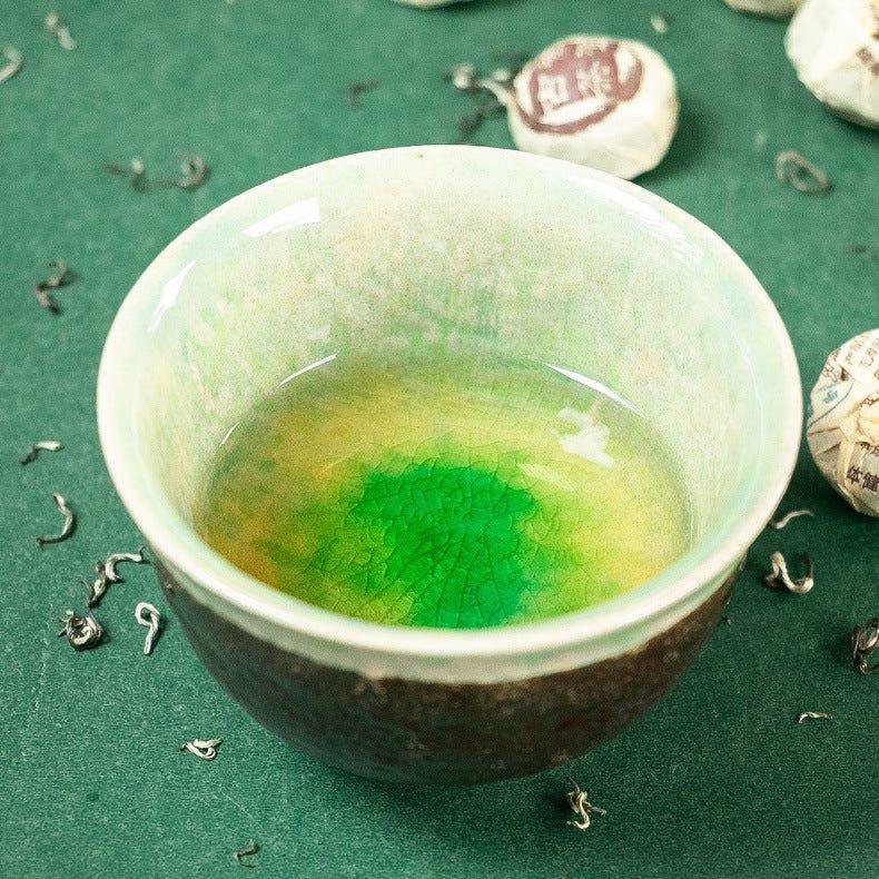 Japanese Mino Ware Handcrafted Ceramic Jade Tea Gift Set