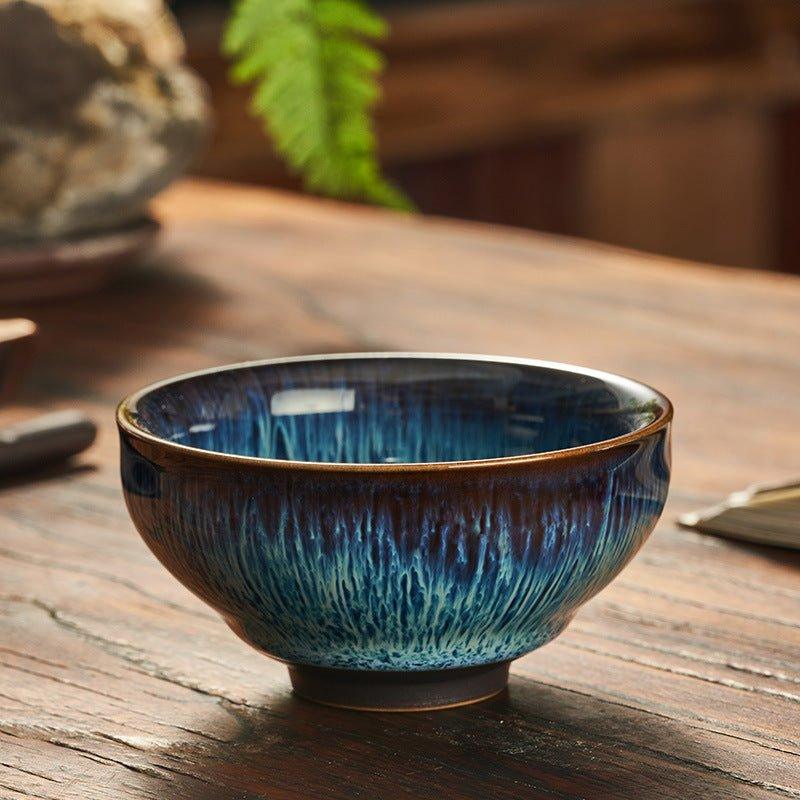 Japanese Gloss Glazed Blue Ceramic Tea Cups
