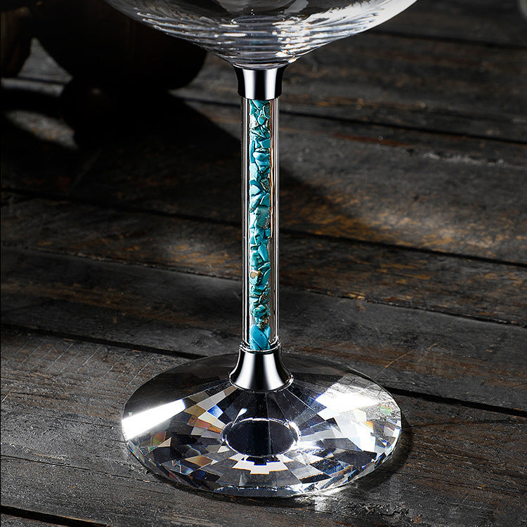 Coral Turquoise Stem Red Wine Glasses and Decanter Set