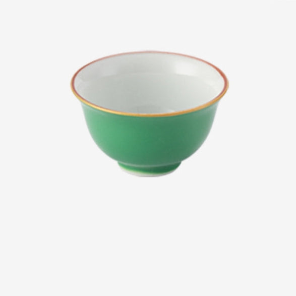 Japanese Zouzeng Kiln (Kurura-gaki) Moeghi Hand-Painted Gold Green Glaze Tea Set