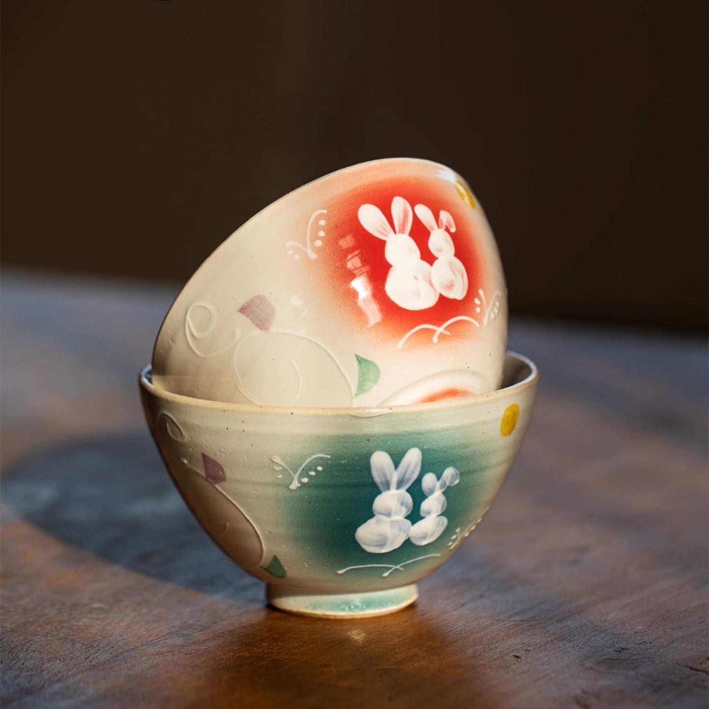 Mino Ware Tsukiyo Usagi Couple's Bowl Set of Two