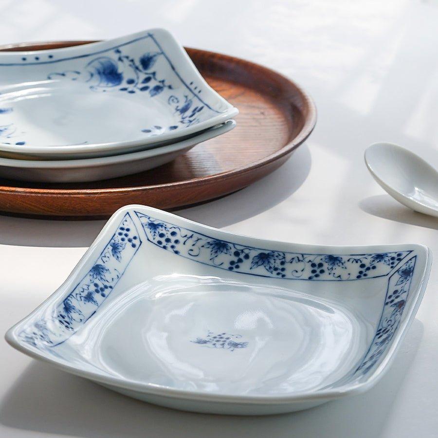 Mino Ware Sometsuke Japanese Retro Square Plate