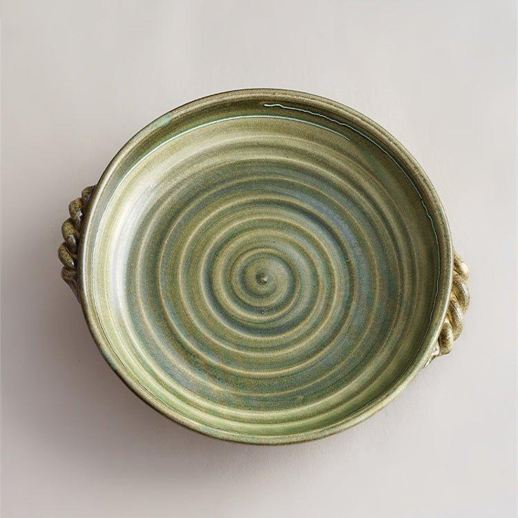 Japanese Handcrafted Curved Ceramic Swirl Plate