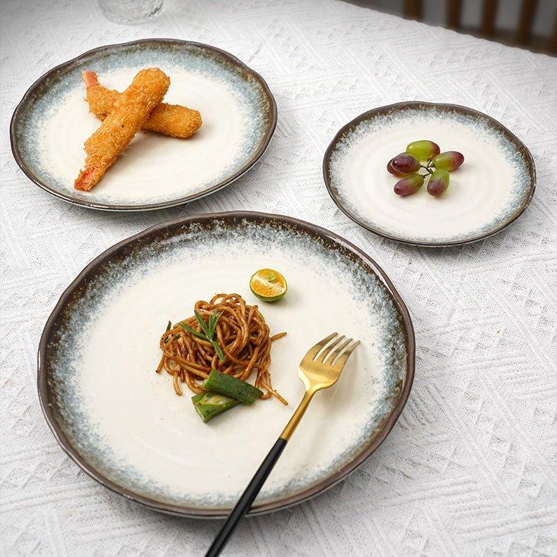 Japanese Mino Ware Handcrafted Kiln-Altered Ceramic Plates