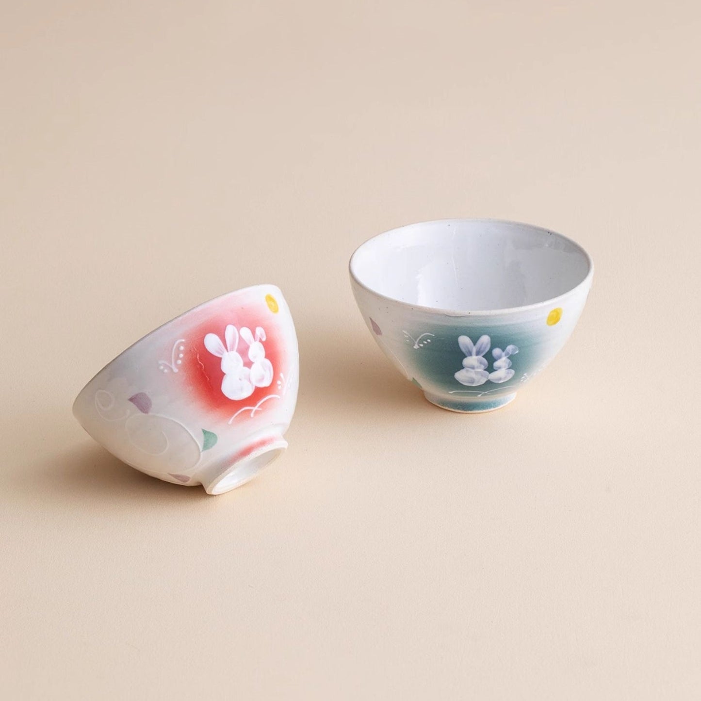 Mino Ware Tsukiyo Usagi Couple's Bowl Set of Two