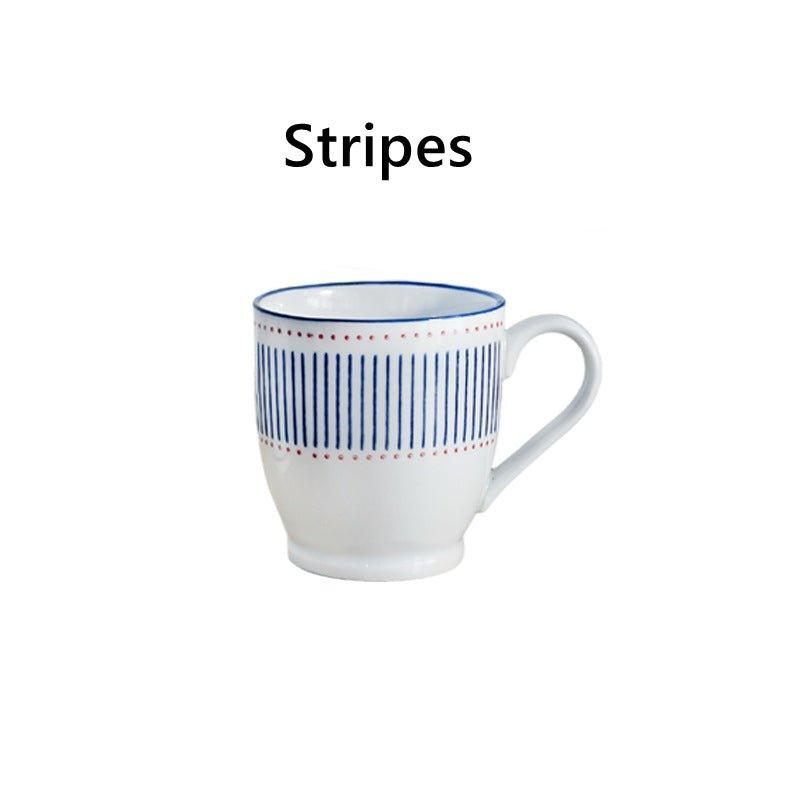 Japanese Nature Themed Ceramic Glazed Hand-Painted Tea Cups
