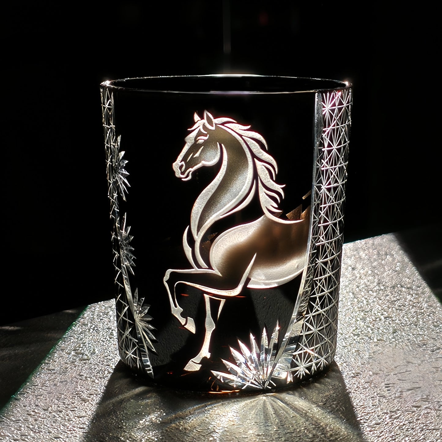 Edo Kiriko Meiba (Noble Horse) Hand-Cut Whisky Glass