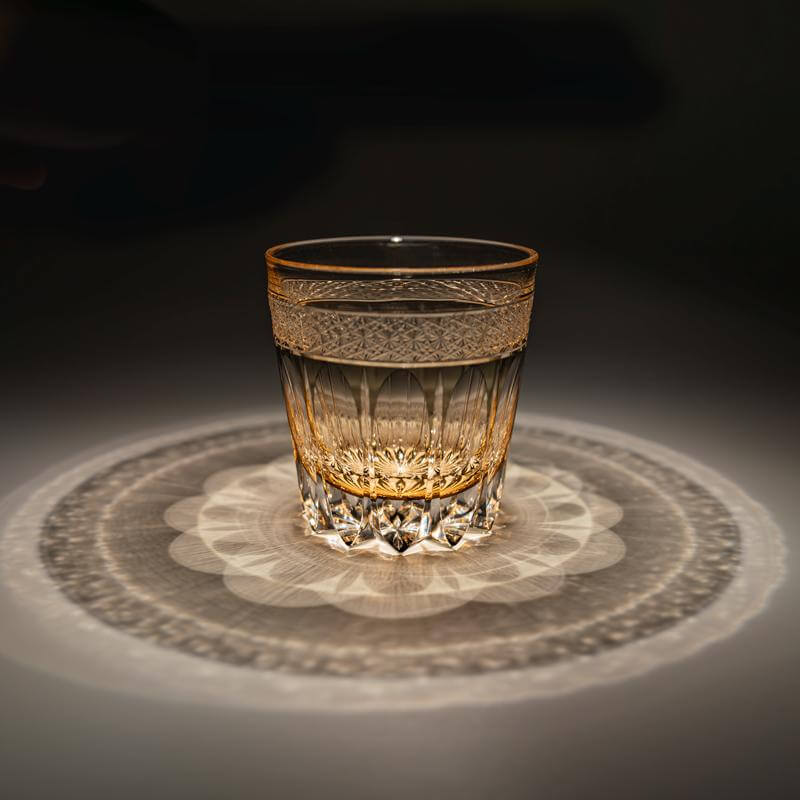 Edo Kiriko Amber Sakura Hand-Cut Whisky Glass