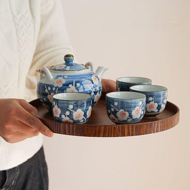 Japanese Brown Wooden Round Tray. Multi-purpose Serving Platter