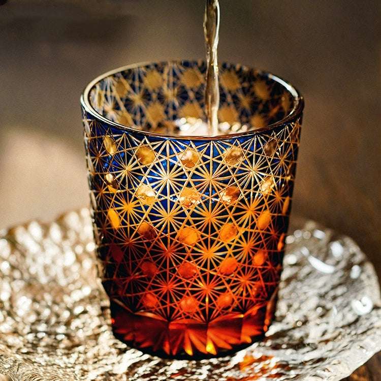 Edo Kiriko Star Chrysanthemum Hand-Cut Whisky Glass