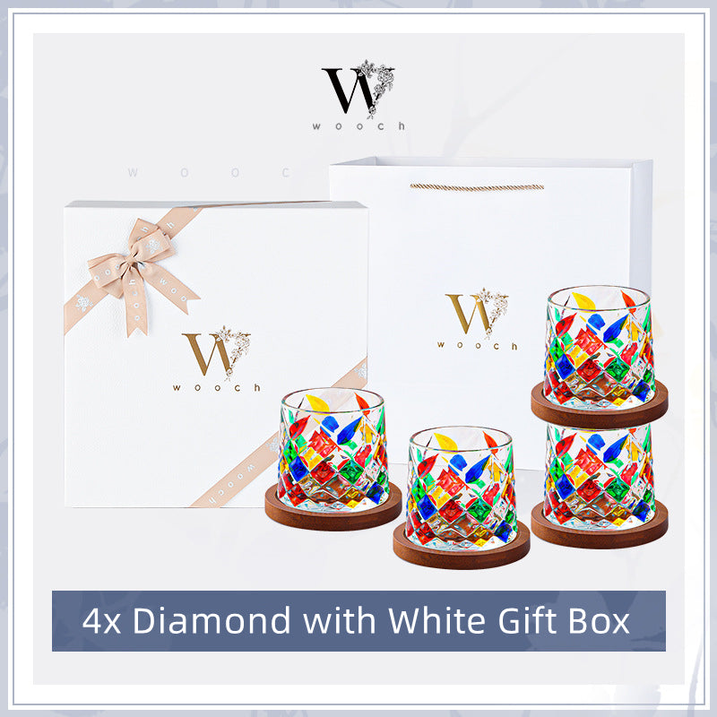Rotating Multi Color Stained Whisky Glass With Gift Box