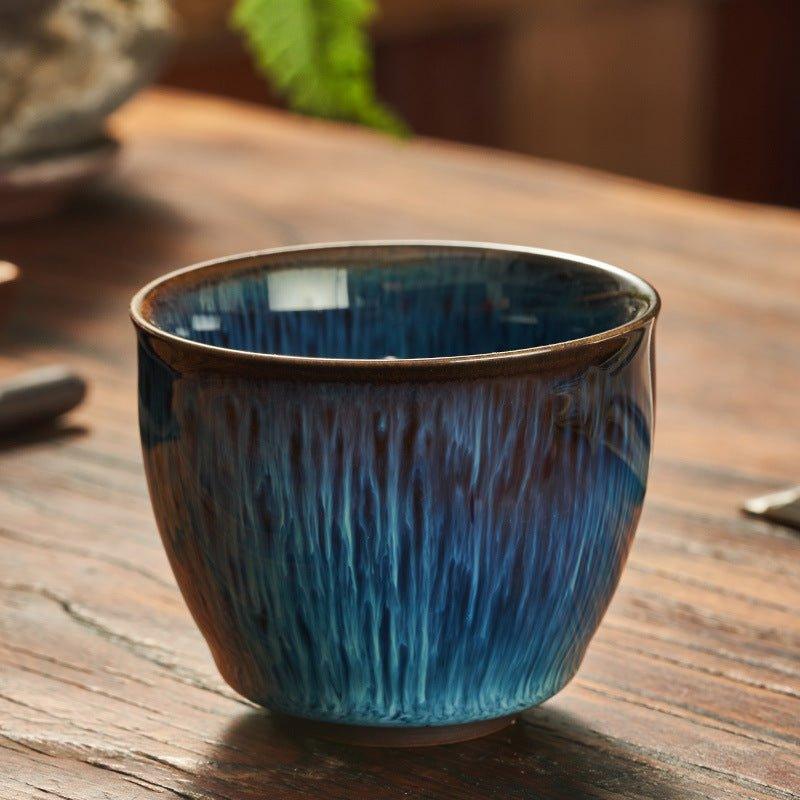 Japanese Gloss Glazed Blue Ceramic Tea Cups