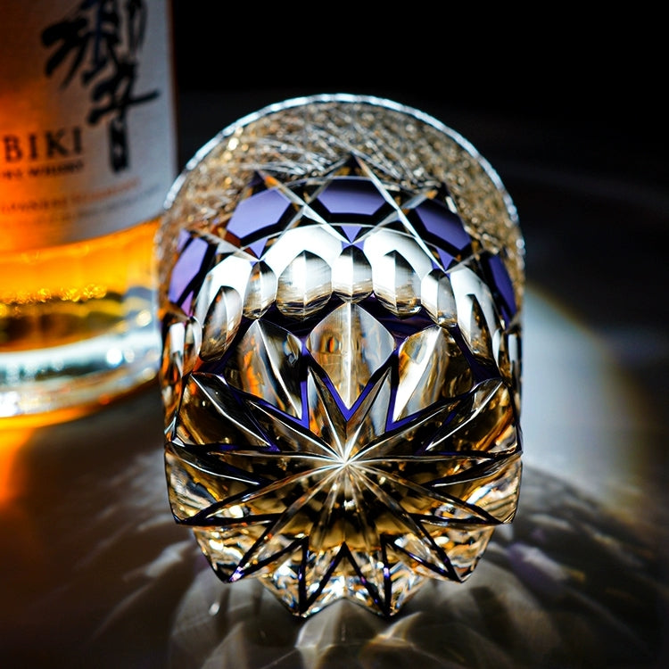 Edo Kiriko Handcrafted Fluorite Whisky Glass - Dazzling Clarity with Wooden Box