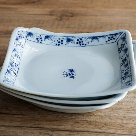 Mino Ware Sometsuke Japanese Retro Square Plate