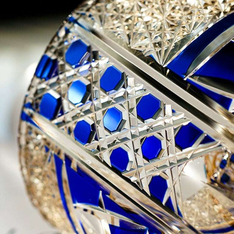 Edo Kiriko Sapphire Motif Hand-Cut Whisky Glass