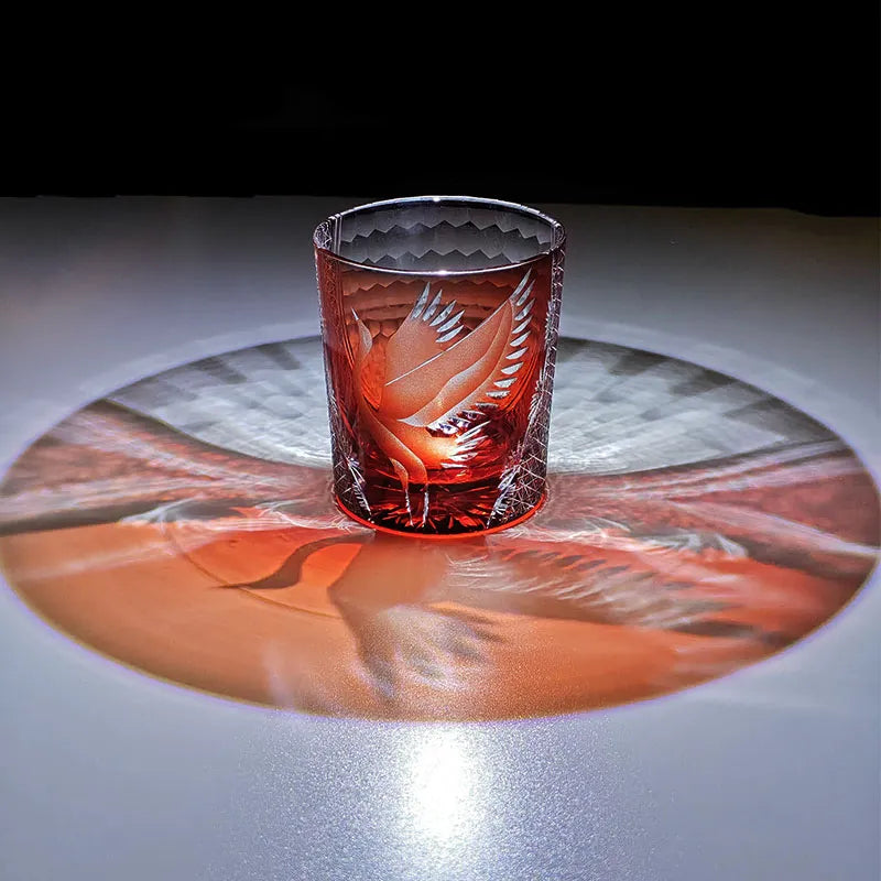 Edo Kiriko Soaring Crane (Tsuru) Hand-Cut Whisky Glass