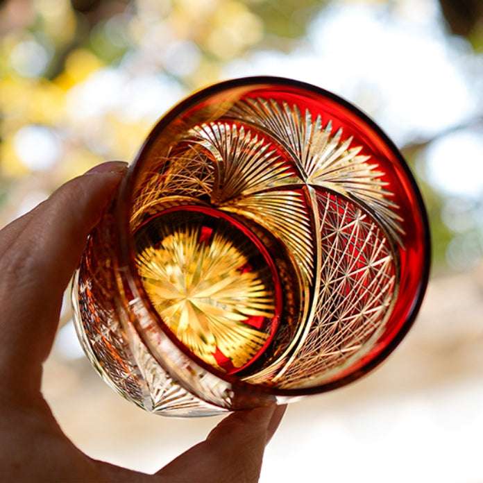 Edo Kiriko Crane Feather Hand-Cut Whisky Glass