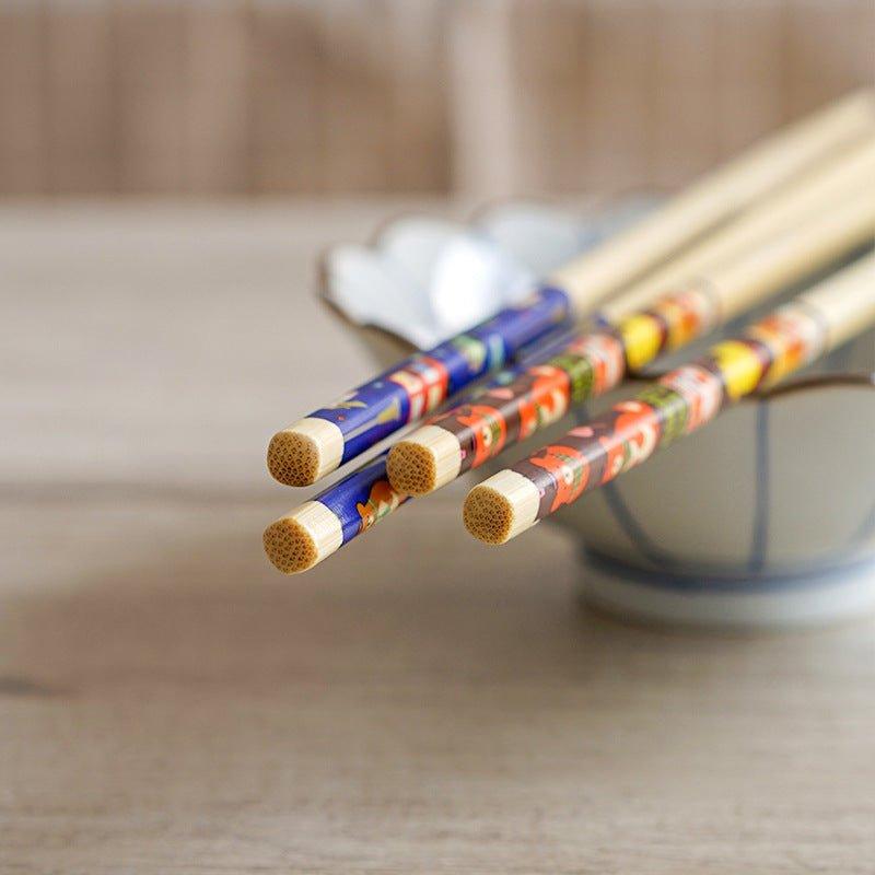 Japanese Bamboo Cartoon Themed Extended Chopsticks Dual Set