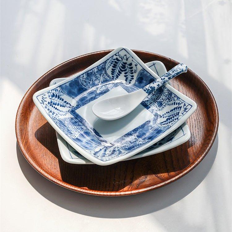 Mino Ware Sometsuke Japanese Retro Square Plate