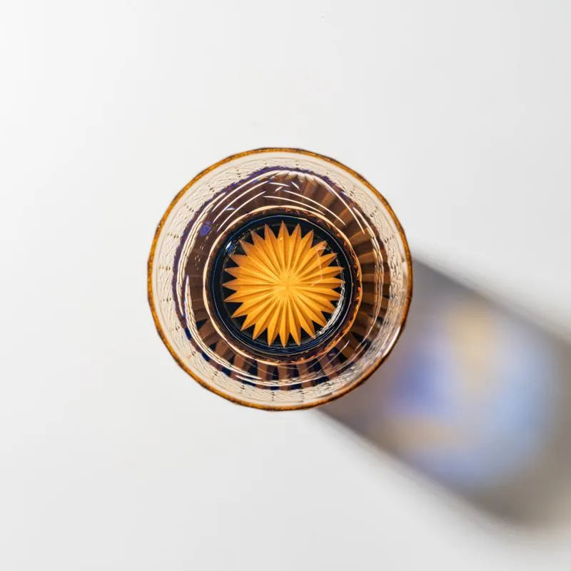 Edo Kiriko Mount Fuji Blue Hand-Cut Whisky Glass