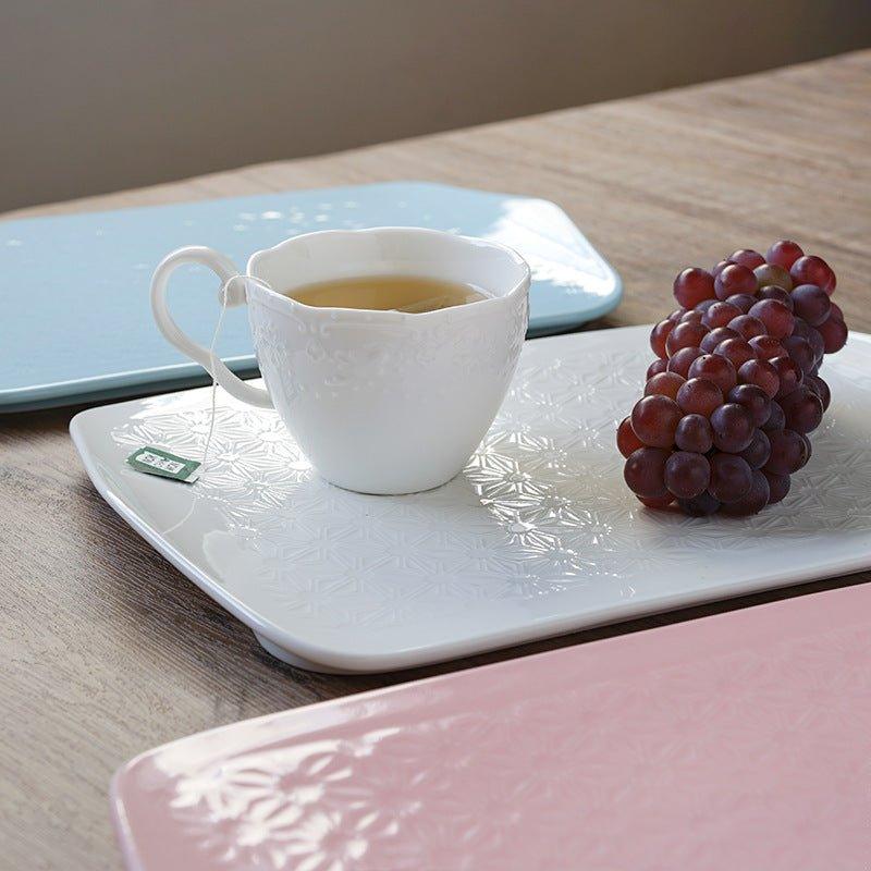 Japanese Rectangular Ceramic Floral Pattern Platters