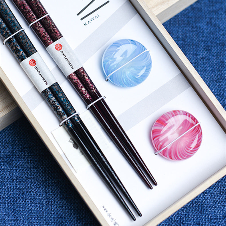 Japanese Handcrafted Snow Wooden Chopsticks Wedding Gift Set